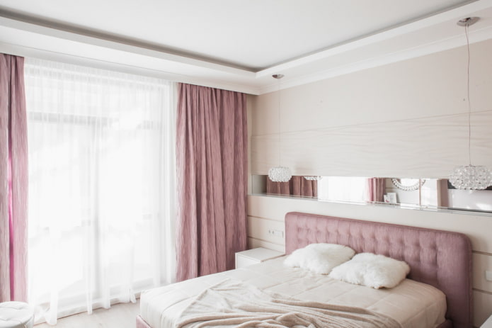 pink curtains in the bedroom