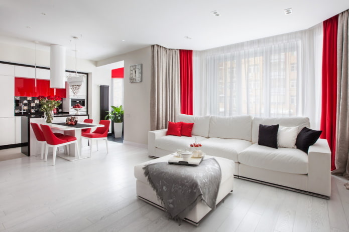two-color curtains in the living room