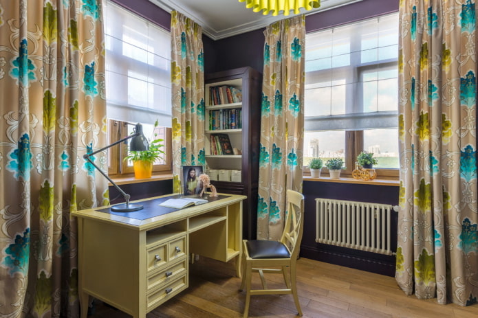 curtains decorated with patterns in the interior