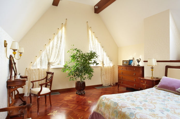 curtains on triangular windows