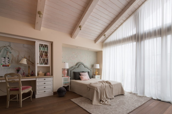 curtains on a beveled window