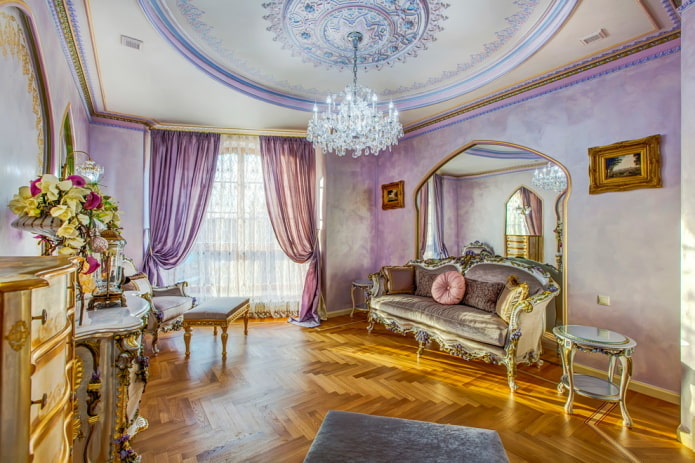 lilac curtains in the living room
