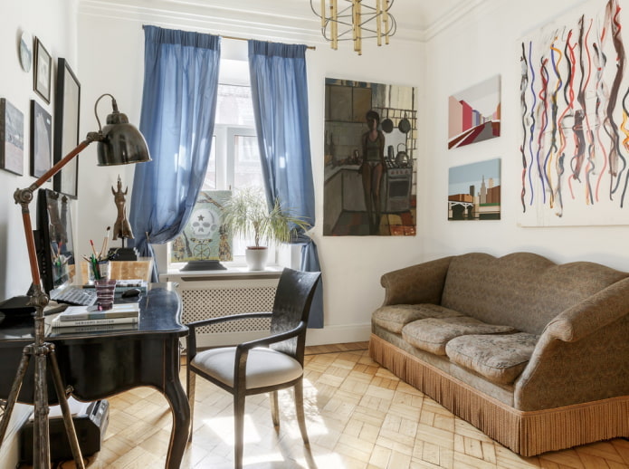 curtains in the interior of the office