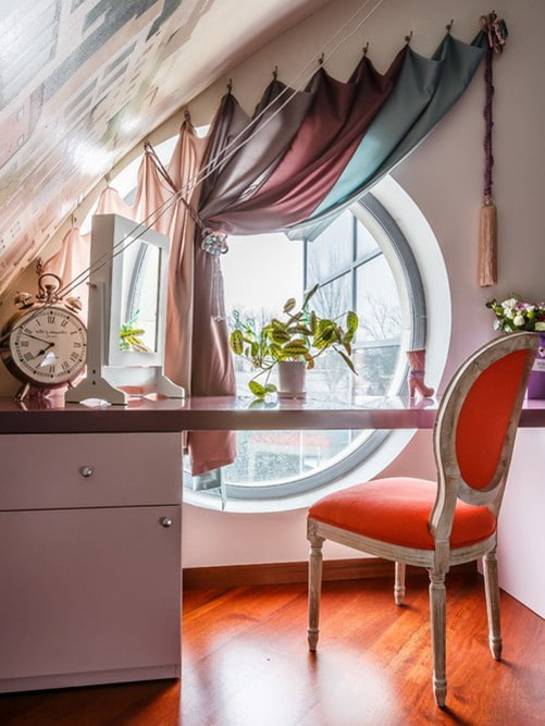 curtains on a round window