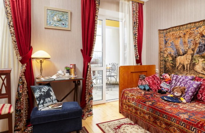 curtains decorated with decorative tassels