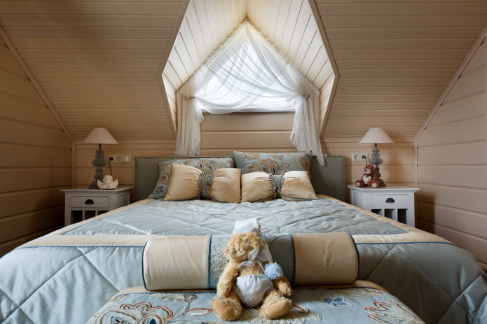 curtains on a triangular window