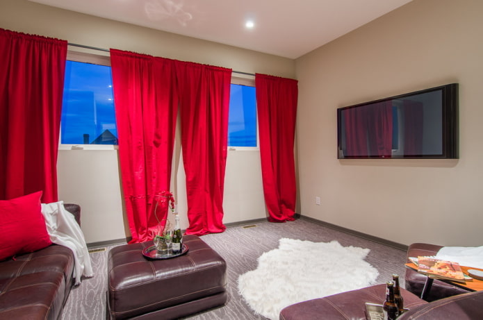 red curtains in the living room