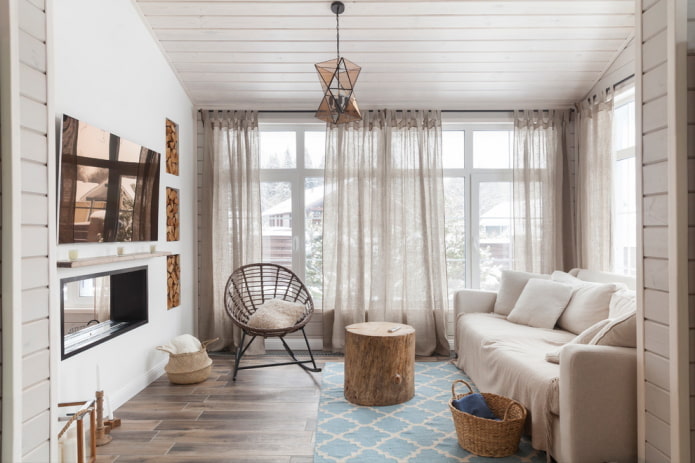 long curtains in the interior