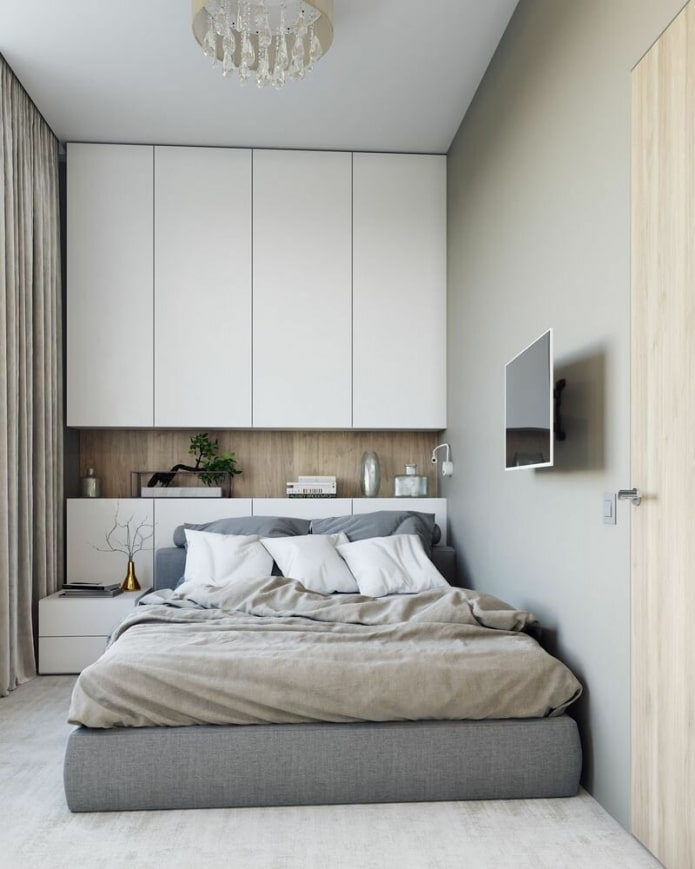 bedroom in light gray tones