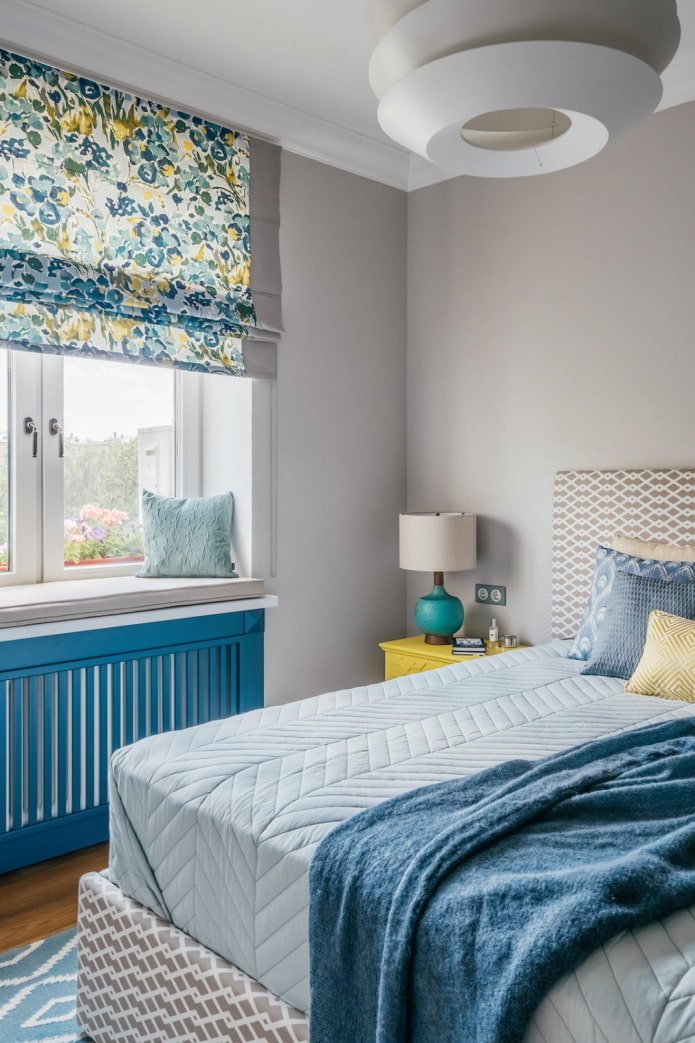 bedroom with blue accents