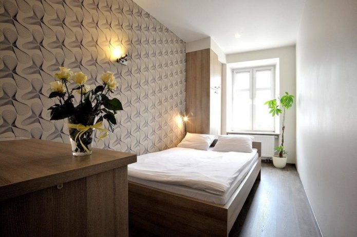 example of furniture arrangement in a rectangular bedroom