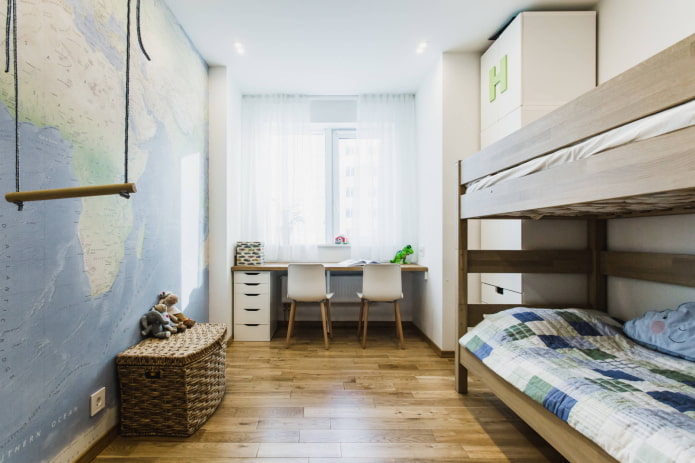 Bunk bed in a schoolchildren's bedroom