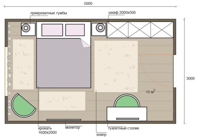 bedroom layout 15 sq