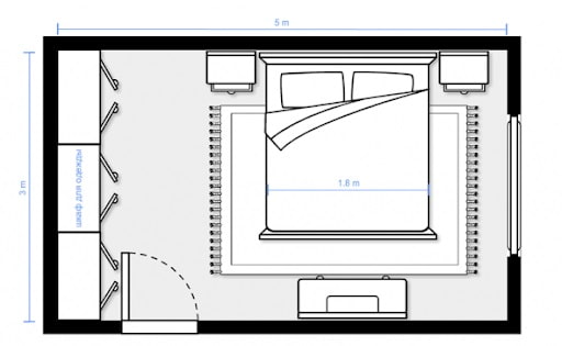 bedroom plan 3 by 5