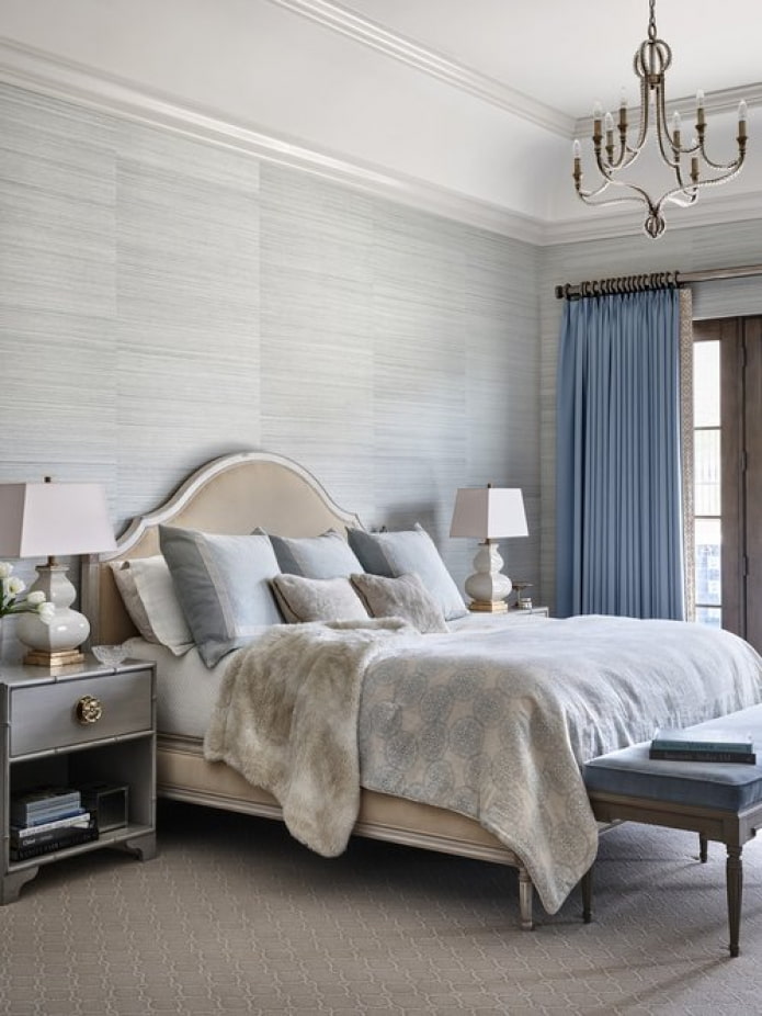 bedroom in blue tones