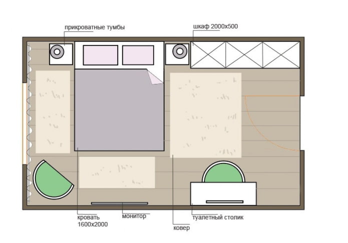 bedroom layout 17 sq. m.