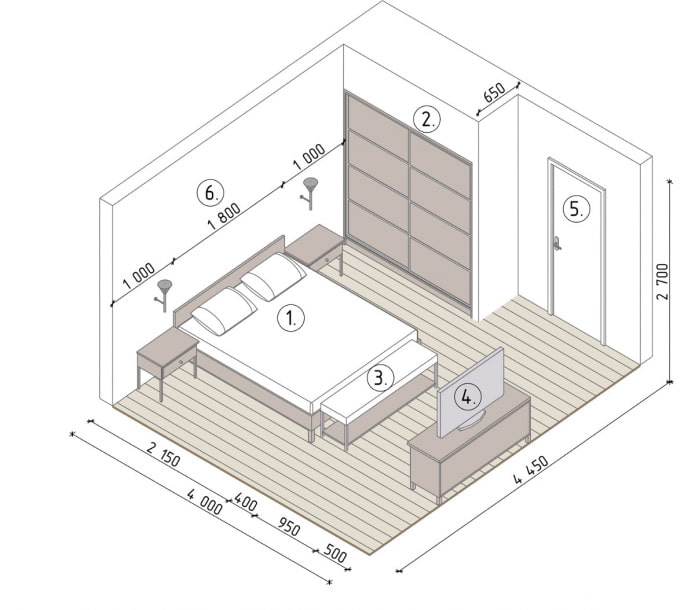 bedroom layout 17 sq. m.