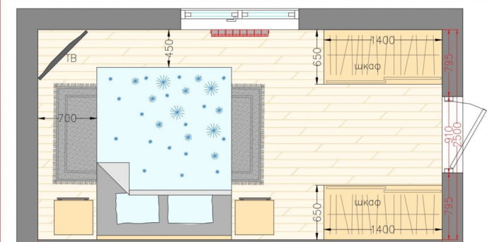 bedroom layout 17 sq. m.
