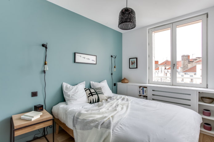 bedroom 9 squares in Scandinavian style