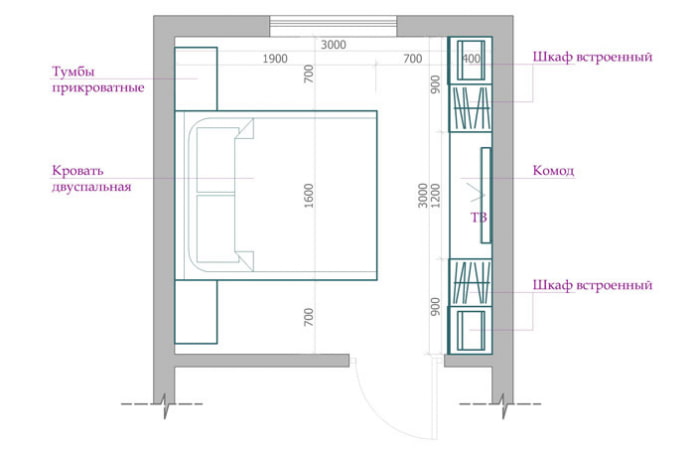 bedroom layout 9 sq