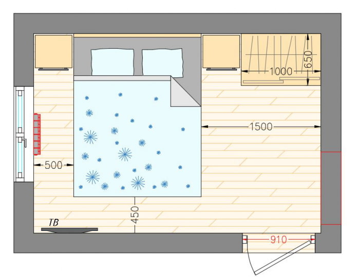bedroom layout 9 sq