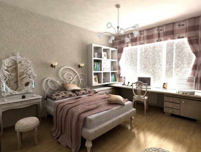 Classic bedroom interior for a girl