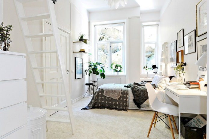 Scandinavian style bedroom design for a girl