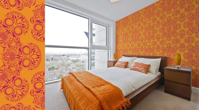 orange wallpaper in a modern style