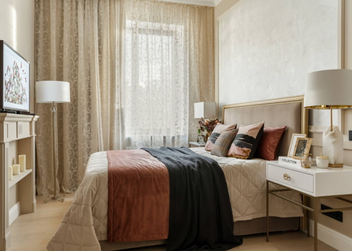 bedroom in beige tones