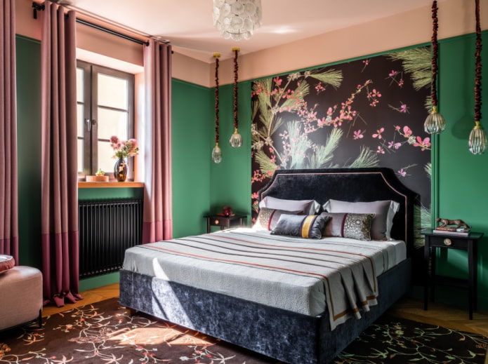 green walls in the bedroom