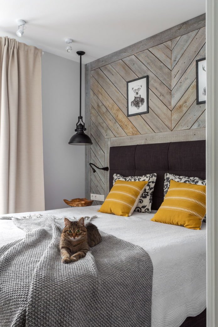 wooden panel on the wall in the bedroom