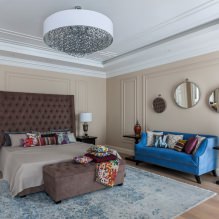 Wall design in bedroom: color selection, finishing options, 130 photos in the interior-25