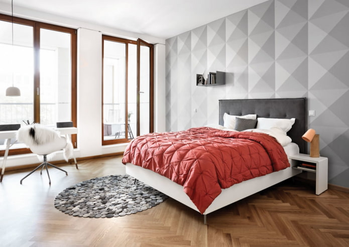 3D wallpaper on the wall in the bedroom