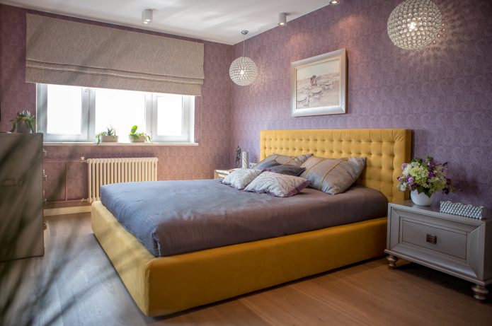 purple walls in the bedroom