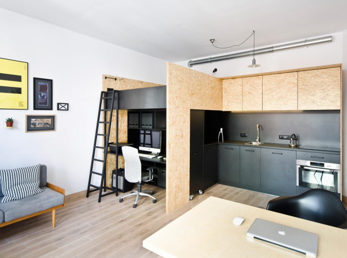 Loft bed in the studio