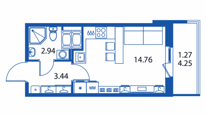 Layouts of apartment 22 sq m