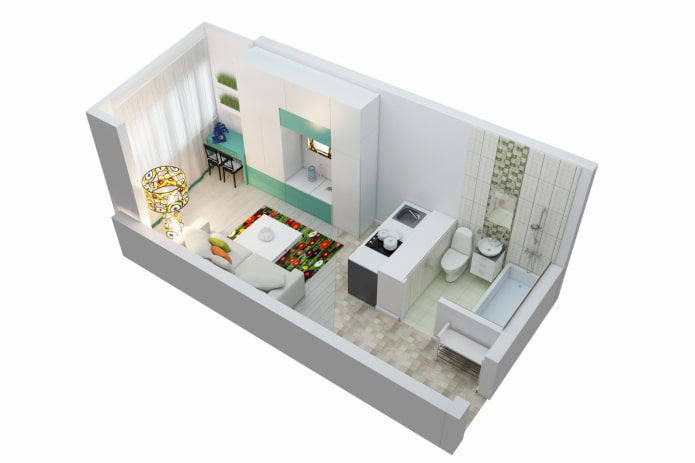 Studio layouts 22 sq m