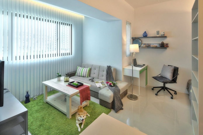 work area in the interior of a studio apartment