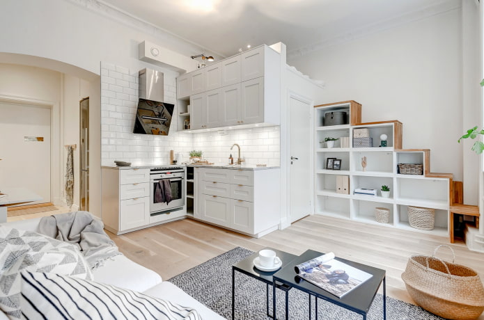 studio apartment interior in Scandinavian style