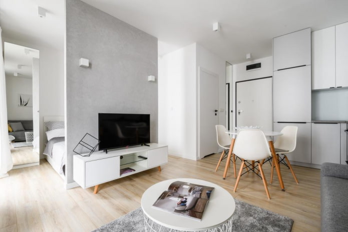 layout of the interior of a studio apartment