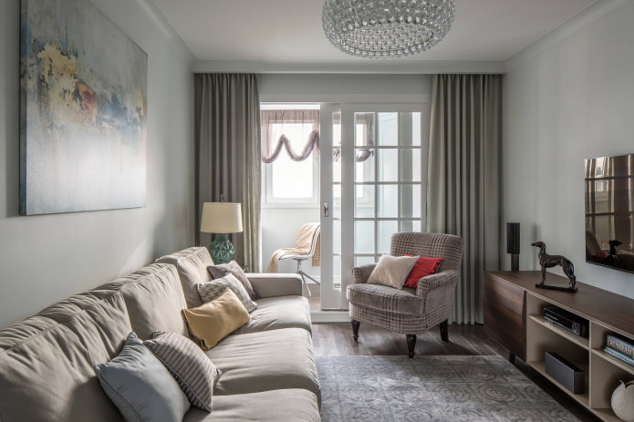 Living room in a three-room apartment