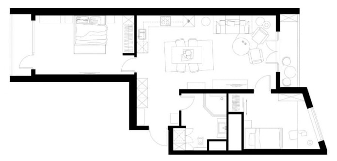 Layout of a three-room apartment