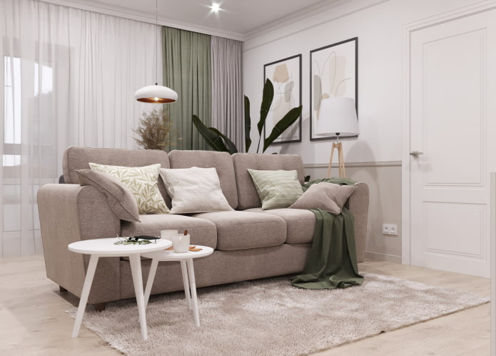 Living room in a European-style three-room apartment