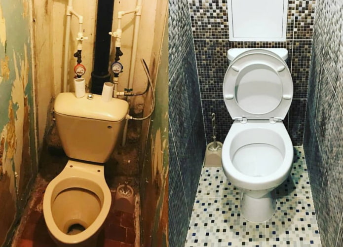 Photos before and after toilet renovation