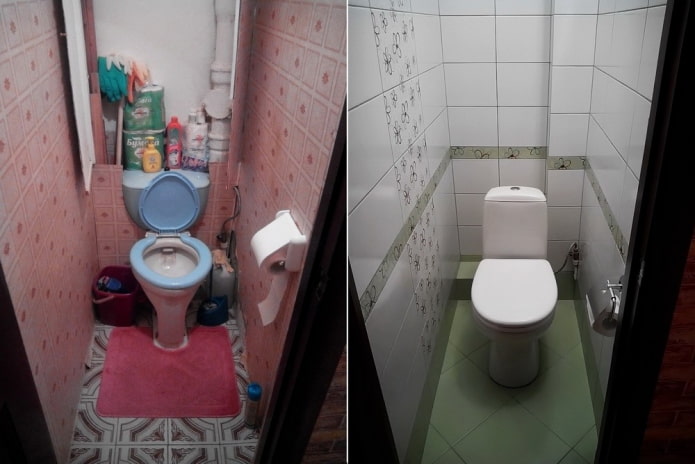 Photos before and after toilet renovation