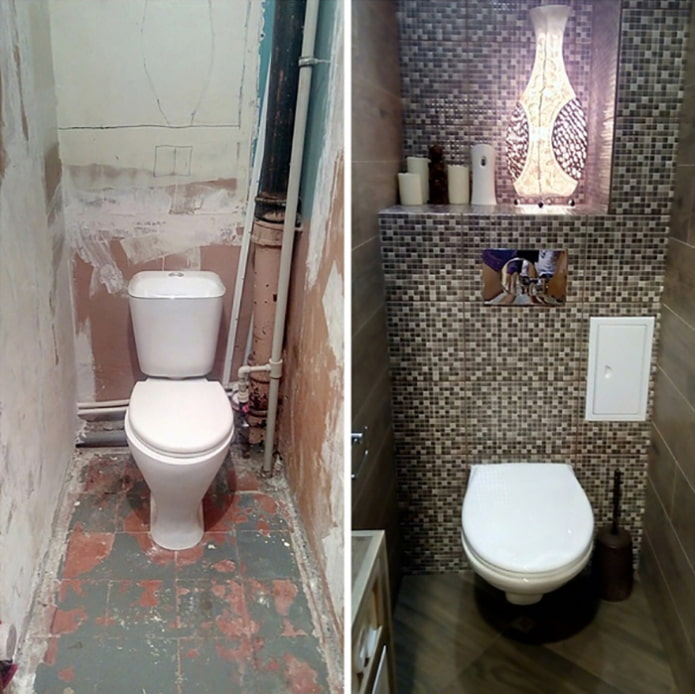 Photo before and after toilet renovation
