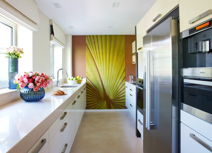 Wallpaper design for a small kitchen