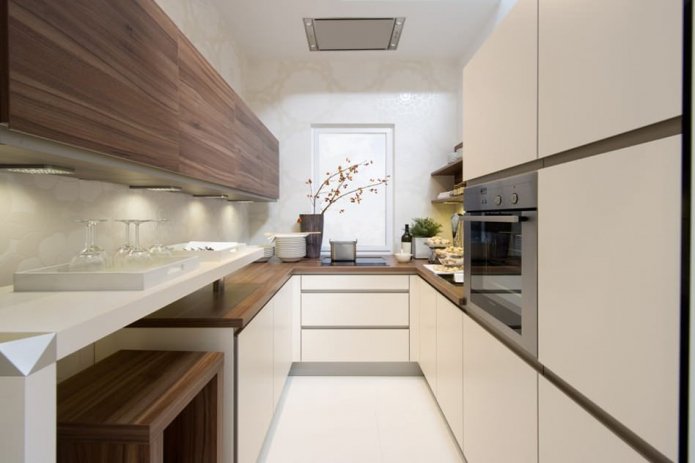 planning of a narrow kitchen space