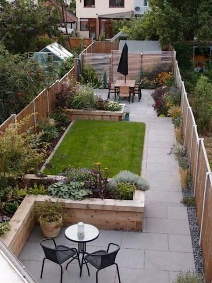 zoning the area with flower beds