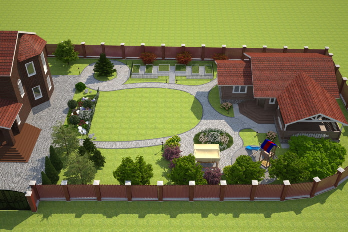 elongated summer cottage plot design